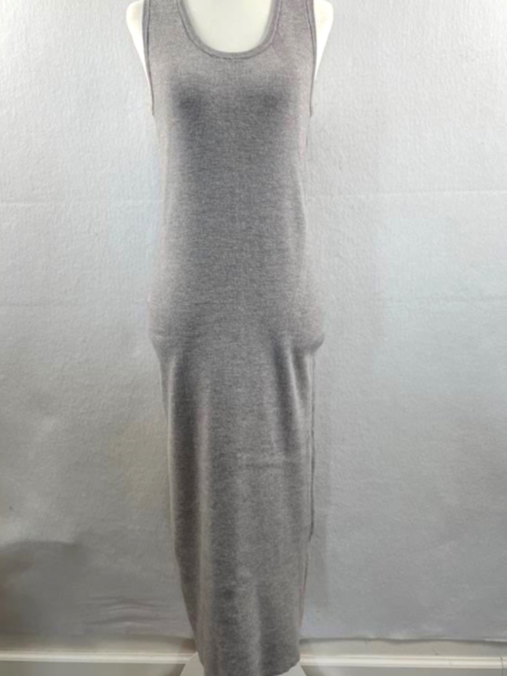 Athleta River Rib Sweater Dress Women's M Gray Merino Wool Blend Midi Knit